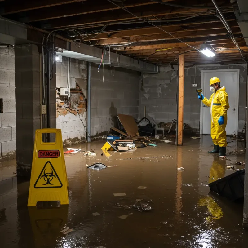 Flooded Basement Electrical Hazard in Evergreen, AL Property